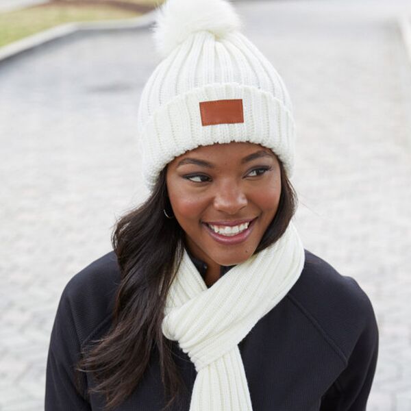 Knit Beanie With Fur Pom Pom Thumbnail